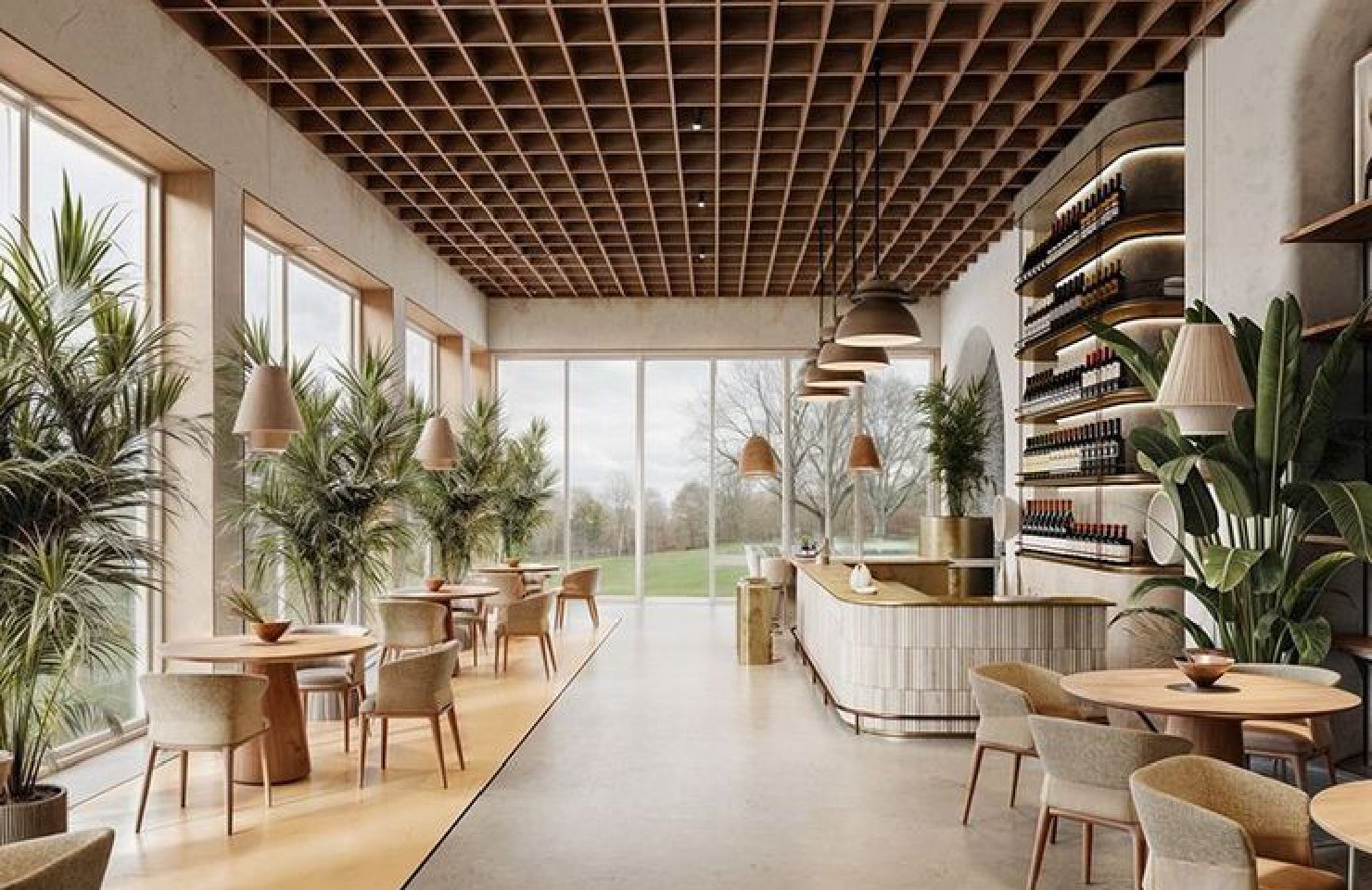 I will design modern café interiors with realistic 3D renders