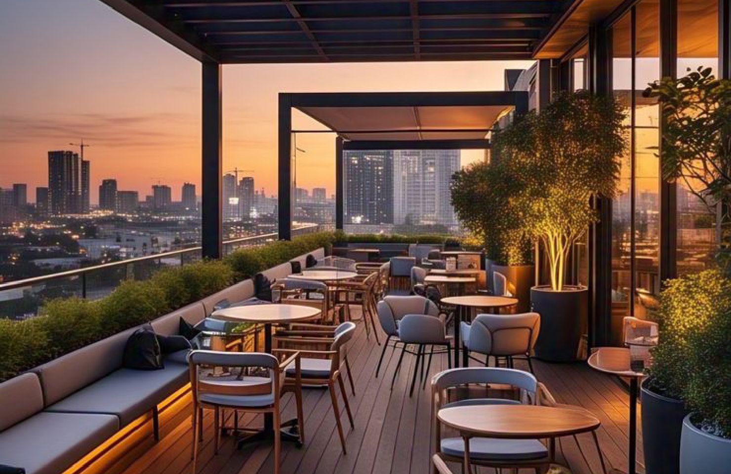 I will design rooftop bar and outdoor lounge interiors with realistic 3D renders