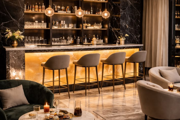 I will create luxury bar and lounge interior design