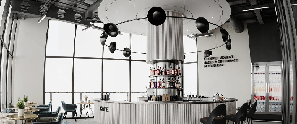 I will render 3d modern restaurant interior ,cozy coffee shop,cafe design